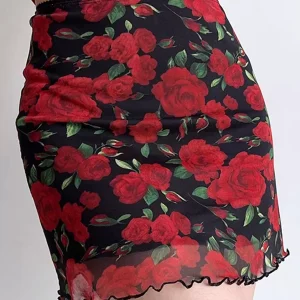 Floral Skirts Tulle Natural Waist Casual Floral Print Short Bottoms - Image 4