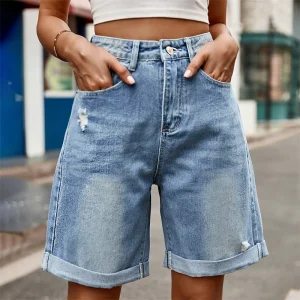 Unybwonn Women's Distressed Denim Pants High Waist Baggy