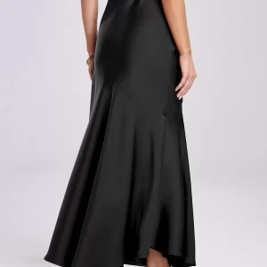 Gorgeous Skirts Satin Fabric Natural Waist Chic Spring Long Bottoms - Image 2