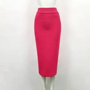 High Quality Candy Color Knee Length Bandage Pencil Skirts - Image 2