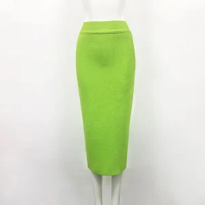 High Quality Candy Color Knee Length Bandage Pencil Skirts - Image 14