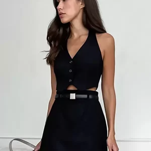 Skirt Set Party ,Club And Street Wear Sleeveless Polyester Buttons Chic - Image 2