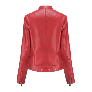Solid Fashion Faux Leather Jacket  Spring Coat Moto Biker Zipper Jacket Popular Clothes - Image 10