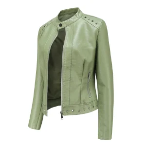 Solid Fashion Faux Leather Jacket  Spring Coat Moto Biker Zipper Jacket Popular Clothes - Image 8