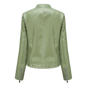 Solid Fashion Faux Leather Jacket  Spring Coat Moto Biker Zipper Jacket Popular Clothes - Image 7