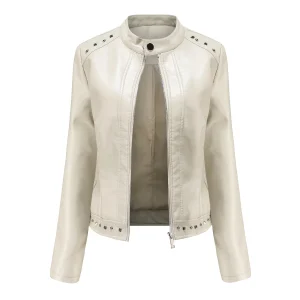Solid Fashion Faux Leather Jacket  Spring Coat Moto Biker Zipper Jacket Popular Clothes - Image 6