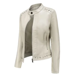 Solid Fashion Faux Leather Jacket  Spring Coat Moto Biker Zipper Jacket Popular Clothes - Image 4