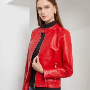 Solid Fashion Faux Leather Jacket  Spring Coat Moto Biker Zipper Jacket Popular Clothes - Image 2
