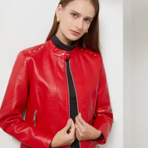 Solid Fashion Faux Leather Jacket  Spring Coat Moto Biker Zipper Jacket Popular Clothes - Image 3