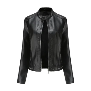 Solid Fashion Faux Leather Jacket  Spring Coat Moto Biker Zipper Jacket Popular Clothes - Image 15