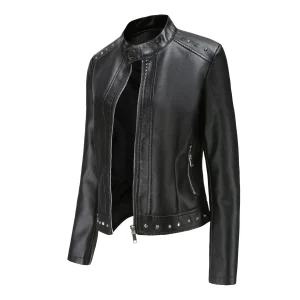 Solid Fashion Faux Leather Jacket  Spring Coat Moto Biker Zipper Jacket Popular Clothes - Image 14