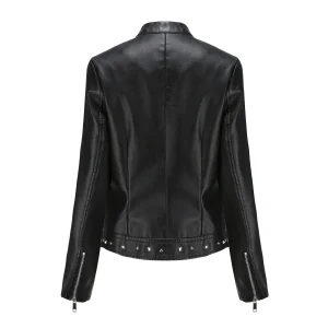 Solid Fashion Faux Leather Jacket  Spring Coat Moto Biker Zipper Jacket Popular Clothes - Image 13