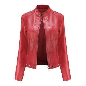 Solid Fashion Faux Leather Jacket  Spring Coat Moto Biker Zipper Jacket Popular Clothes - Image 12