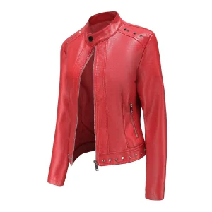 Solid Fashion Faux Leather Jacket  Spring Coat Moto Biker Zipper Jacket Popular Clothes - Image 11