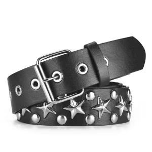 Star Studded Faux Leather Gothic Belt, Rivet Hip Hop Belt - Image 3