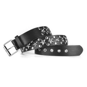 Star Studded Faux Leather Gothic Belt, Rivet Hip Hop Belt - Image 2