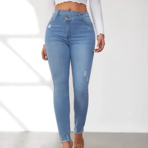 Stretchy Ripped Streetwear Fashion Slim-fitting Skinny Denim Pencil Pants - Image 4