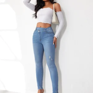 Stretchy Ripped Streetwear Fashion Slim-fitting Skinny Denim Pencil Pants