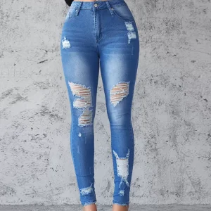 Stylish Fashion Party And Outdoor Jeans Distressed Tapered Fit Denim - Image 5