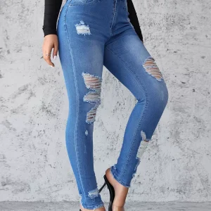 Stylish Fashion Party And Outdoor Jeans Distressed Tapered Fit Denim - Image 4
