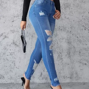 Stylish Fashion Party And Outdoor Jeans Distressed Tapered Fit Denim - Image 3