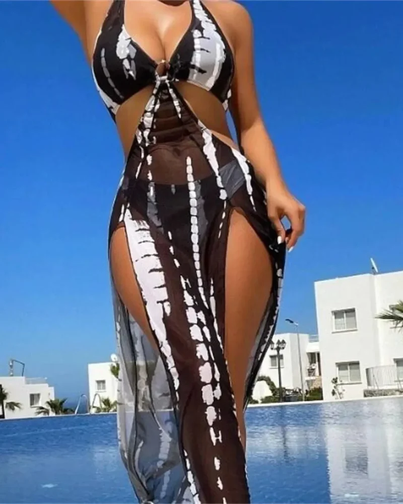 Three Two Piece Bikini Swimsuit Bathing Suit Split Push Up Beachwear