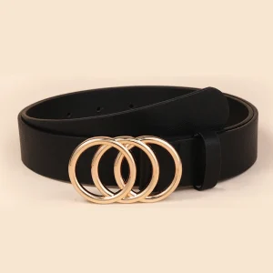 Three ring alloy buckle decoration for women's trendy versatile belt - Image 3