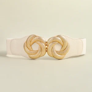 Wide Belt Elastic Cinch Waistband Stretch Dress Ladies flower Belt - Image 6