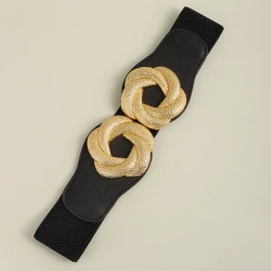 Wide Belt Elastic Cinch Waistband Stretch Dress Ladies flower Belt - Image 4