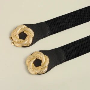Wide Belt Elastic Cinch Waistband Stretch Dress Ladies flower Belt - Image 5