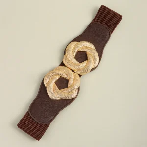 Wide Belt Elastic Cinch Waistband Stretch Dress Ladies flower Belt - Image 12