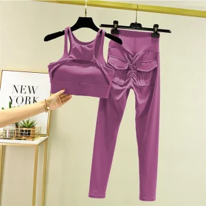 Yoga Set Sports Bra Tracksuit Leggings Pocket High Waist Pant Fitness Workout Cycling Sport Gym Outfit Clothes - Image 11