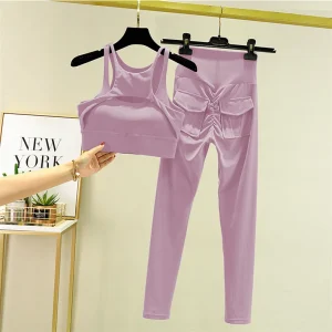 Yoga Set Sports Bra Tracksuit Leggings Pocket High Waist Pant Fitness Workout Cycling Sport Gym Outfit Clothes - Image 7
