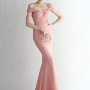 backless elegant luxury fishtail bridesmaid evening birthday prom long maxi dress vestido