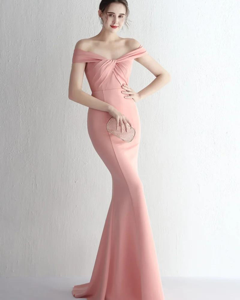 backless elegant luxury fishtail bridesmaid evening birthday prom long maxi dress vestido