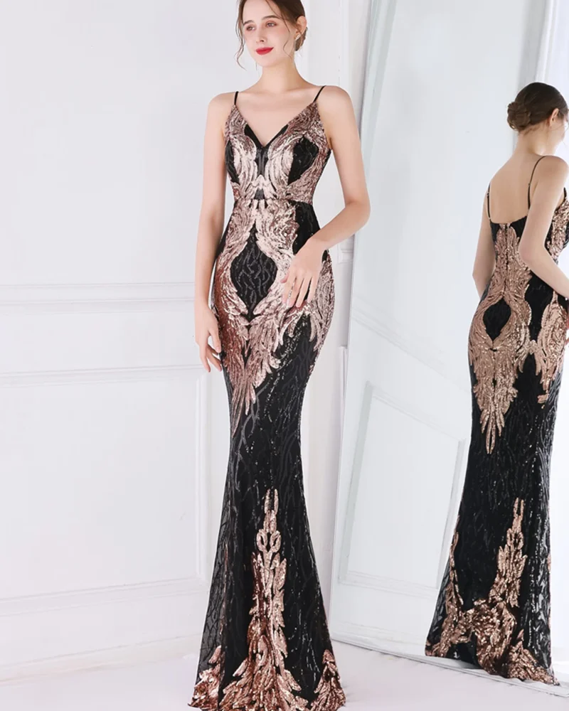 luxury birthday prom party long dresses backless sequin slip vestidos