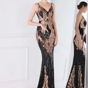 luxury birthday prom party long dresses backless sequin slip vestidos - Image 2