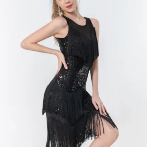 see through Sequin elegant evening prom vintage tassel party dress vestidos - Image 13