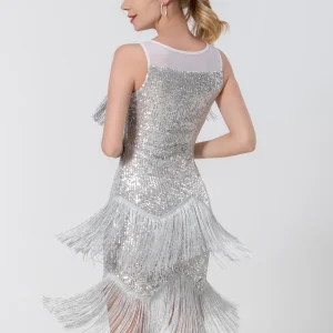 see through Sequin elegant evening prom vintage tassel party dress vestidos - Image 4