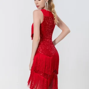 see through Sequin elegant evening prom vintage tassel party dress vestidos - Image 7