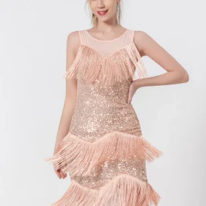 see through Sequin elegant evening prom vintage tassel party dress vestidos - Image 8