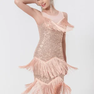 see through Sequin elegant evening prom vintage tassel party dress vestidos - Image 9