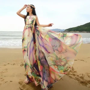 Bohemian Beach Holidays Party Sleeveless Elegant Chiffon Maxi Dress Dress