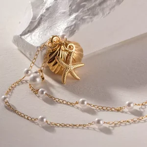 Casual Pearl Shell And Starfish Style Necklace Jwelery - Image 8
