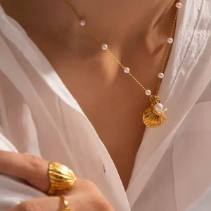 Casual Pearl Shell And Starfish Style Necklace Jwelery - Image 2