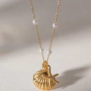 Casual Pearl Shell And Starfish Style Necklace Jwelery - Image 7