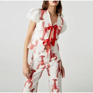 Casual Printed Pants Suits And Puff Sleeve Street Outfit - Image 8
