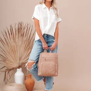 Casual Solid Short Sleeve Cotton Linen Loose Vintage Elegant Shirt