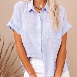 Casual Solid Short Sleeve Cotton Linen Loose Vintage Elegant Shirt - Image 10