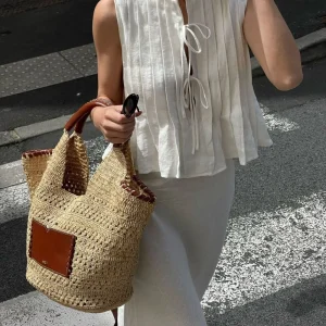 Cotton Linen Elegant Sleeveless Lace Up Pleated Casual Holiday Shirts - Image 2